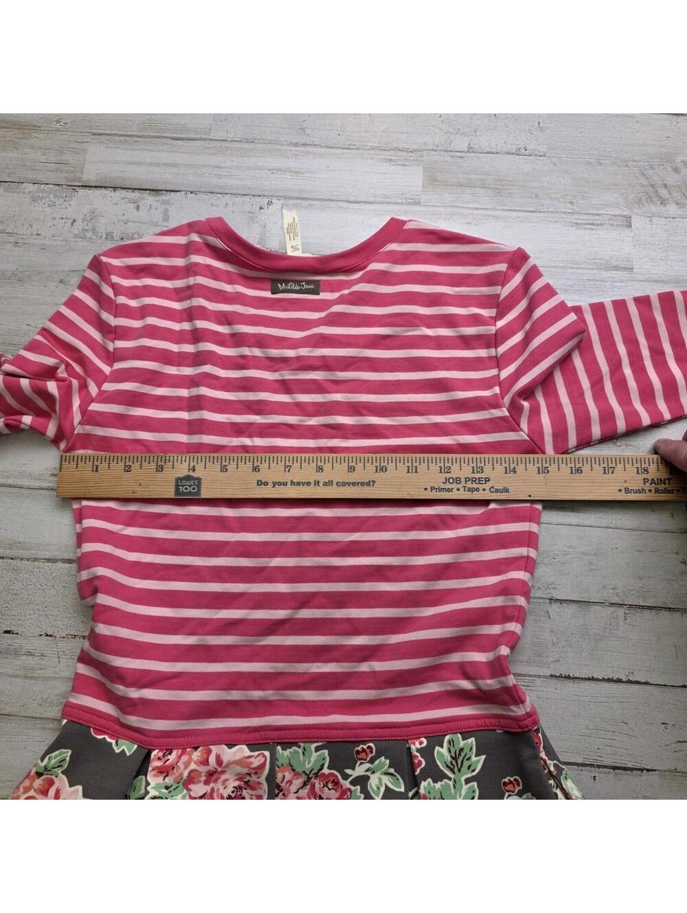 Matilda Jane Fit And Flare Dress Women's Size XS Pink Stripes Floral 3/4 Sleeves - Picture 5 of 5